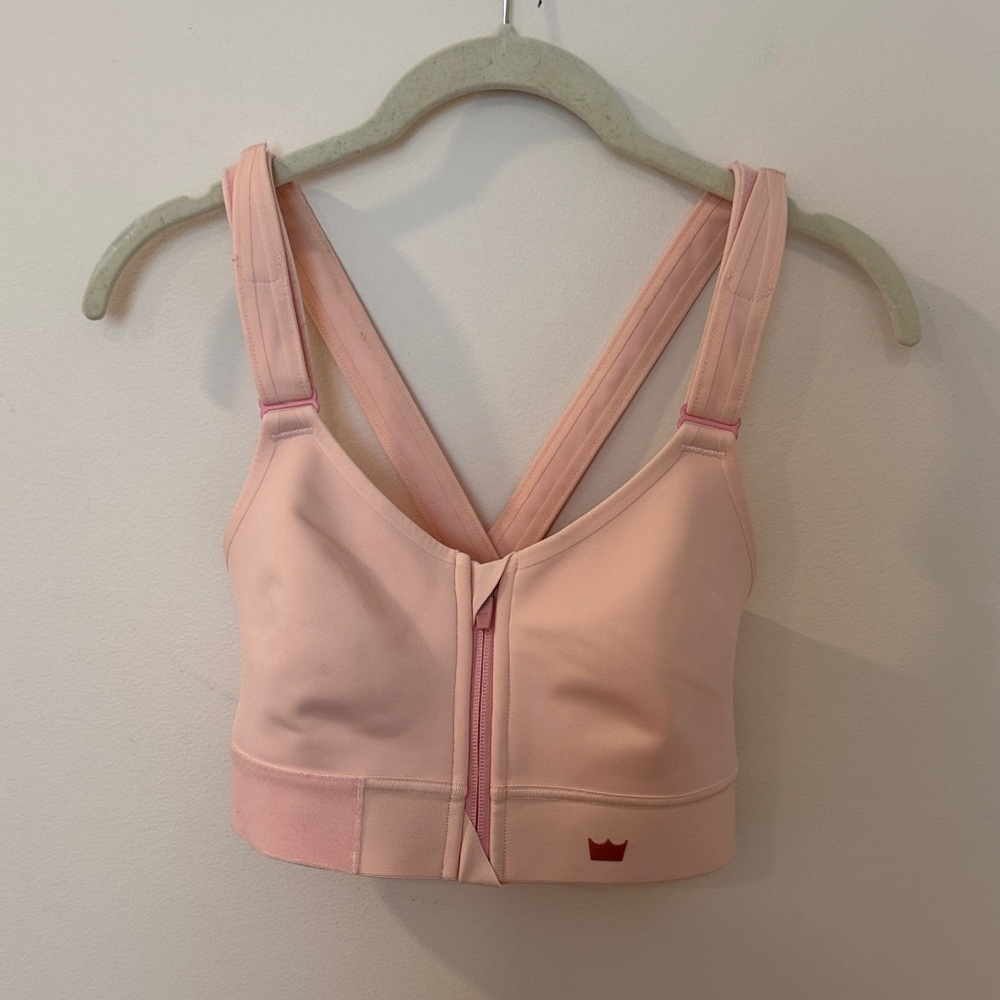 SHEFIT Light Pink Front-Zip High Support Sports Bra